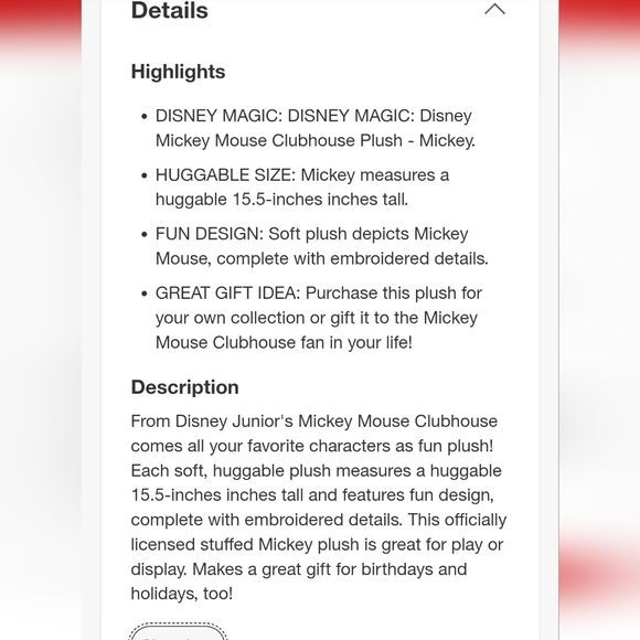 Mickey Mouse Clubhouse 15.5" Plush Mickey Mouse New W Tags Large - Picture 4 of 9